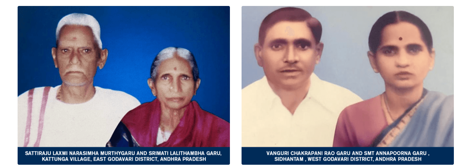 Family portrait of Smt. Subbalakshmi and Sri Nageswara Rao Sattiraju with parents